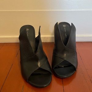 Trina Turk Black Leather Mules “Laguna Heels” Size 7.5